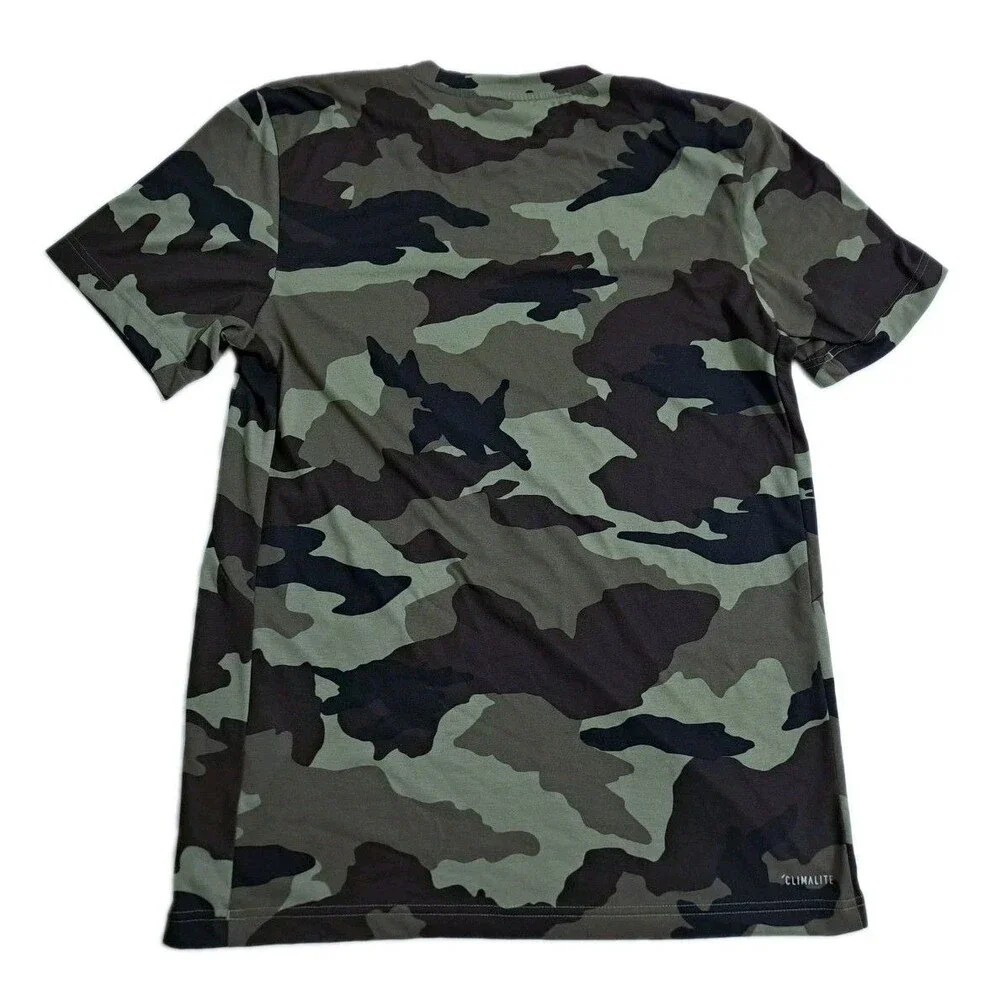 Adidas Camo Climalite Tshirt Mens Small Green Brown Camouflage Army Forest
